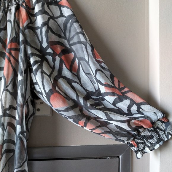 Gerry Weber top greys and coral chiffon - One size - Picture 4 of 10
